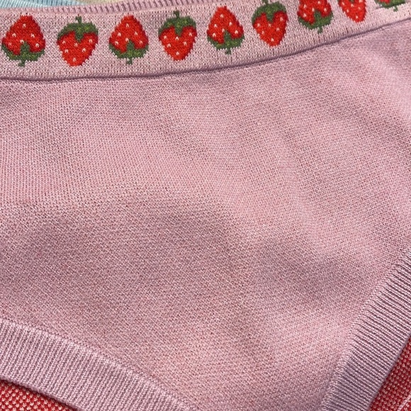 Free People Strawberry Embroidered Lilac Knit panty brief  size small - Picture 5 of 11